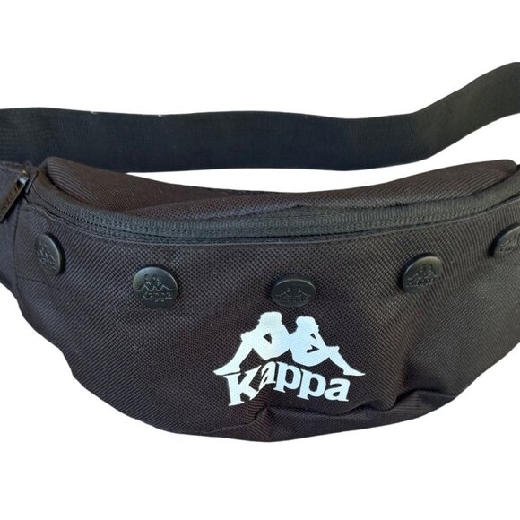 Kappa Black Waist Bag With Adjustable Strap & Logo Embellishments Small Size - Picture 1 of 8
